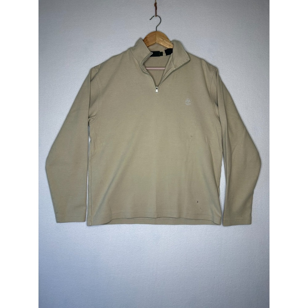 Timberland Beige 1/4 Zip Pullover Sweatshirt Mens Size Medium